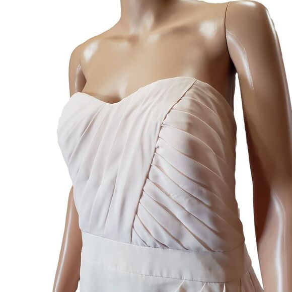 Jordan Peach Blush Pleated Strapless Chiffon Gown Sz 12 - Picture 4 of 16